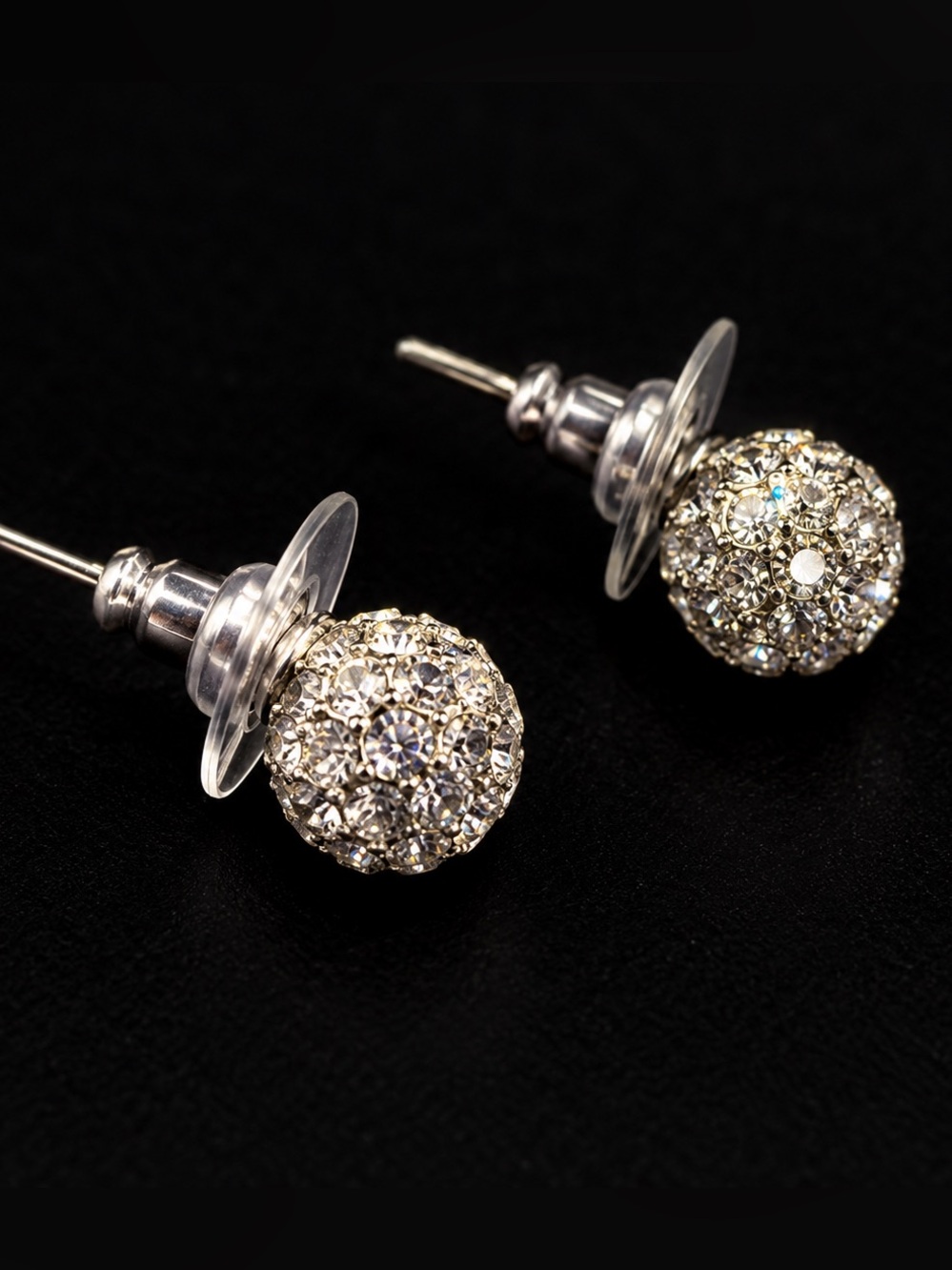 S925 Sterling Silver Pavé Crystal Ball Stud Earrings